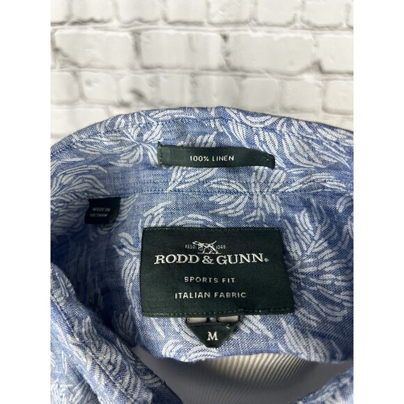 Rodd & Gunn 100%Linen Short Sleeve Button Up Shirt Men M Sports Fit Blue Floral - Picture 7 of 7